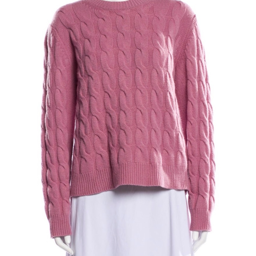 Max Mara Edipo Cashmere Cable-Knit Sweater in Rose Pink size XL - Picture 9 of 9